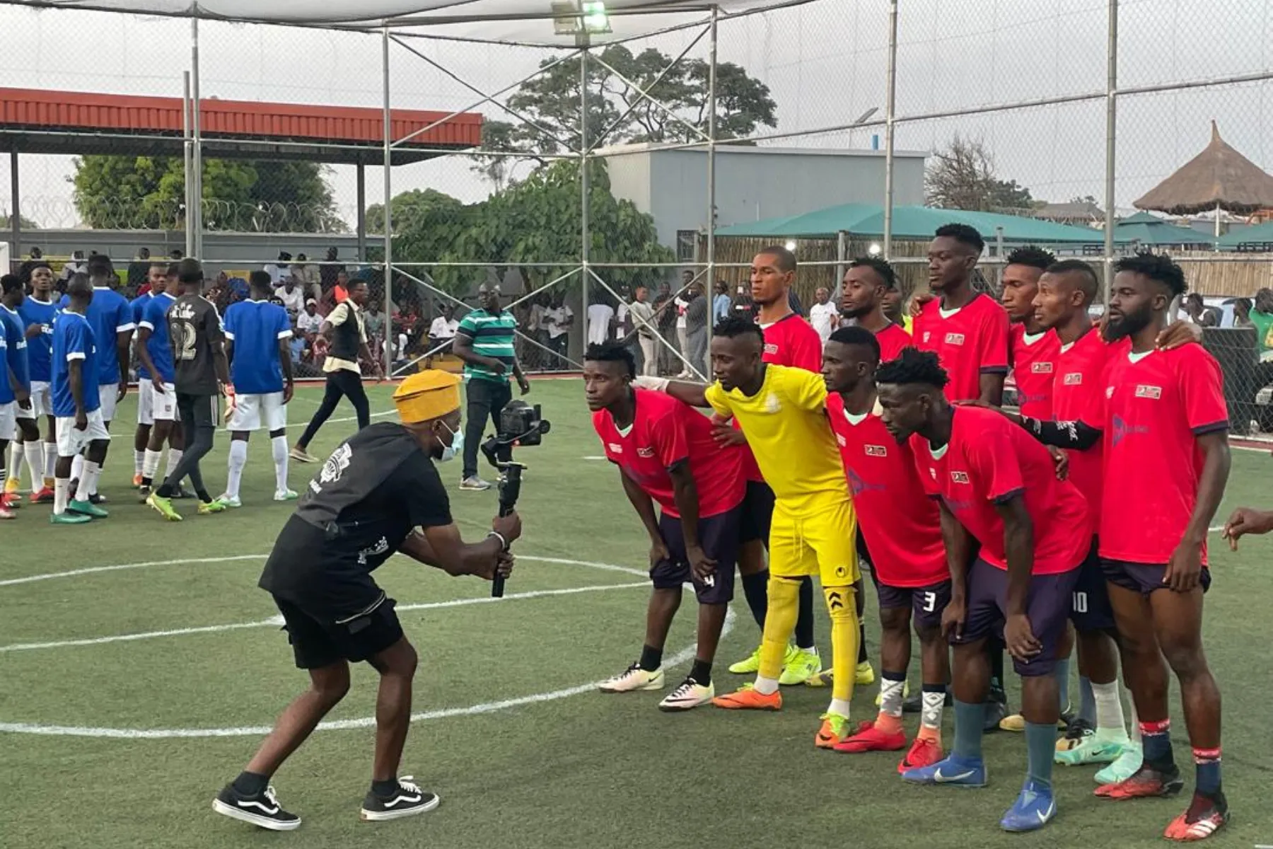 Croc City Soccer League players lining up for a team photograph