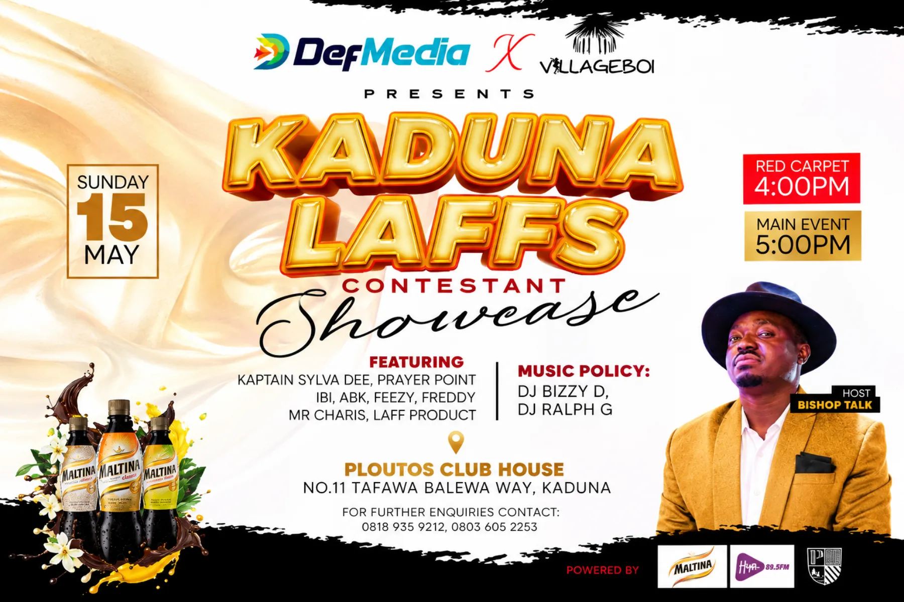 Kaduna Laffs promotional artwork featuring host Bishop Talk